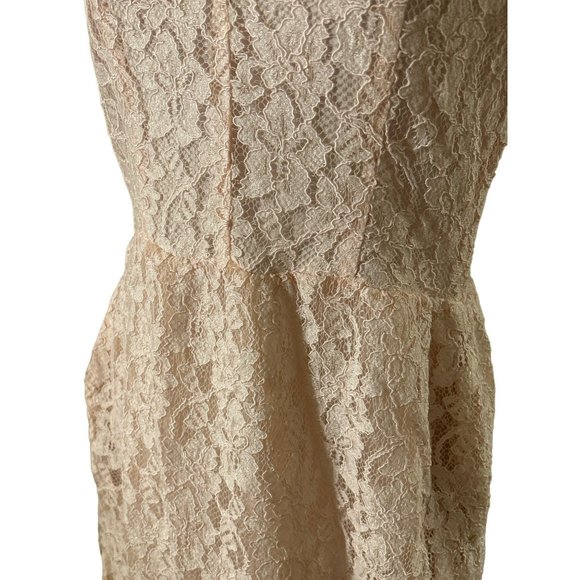 Anthropologie Babaton Women's Blush Pink Mini Dress Size 4 Tobias Eyelash Lace - Picture 2 of 4